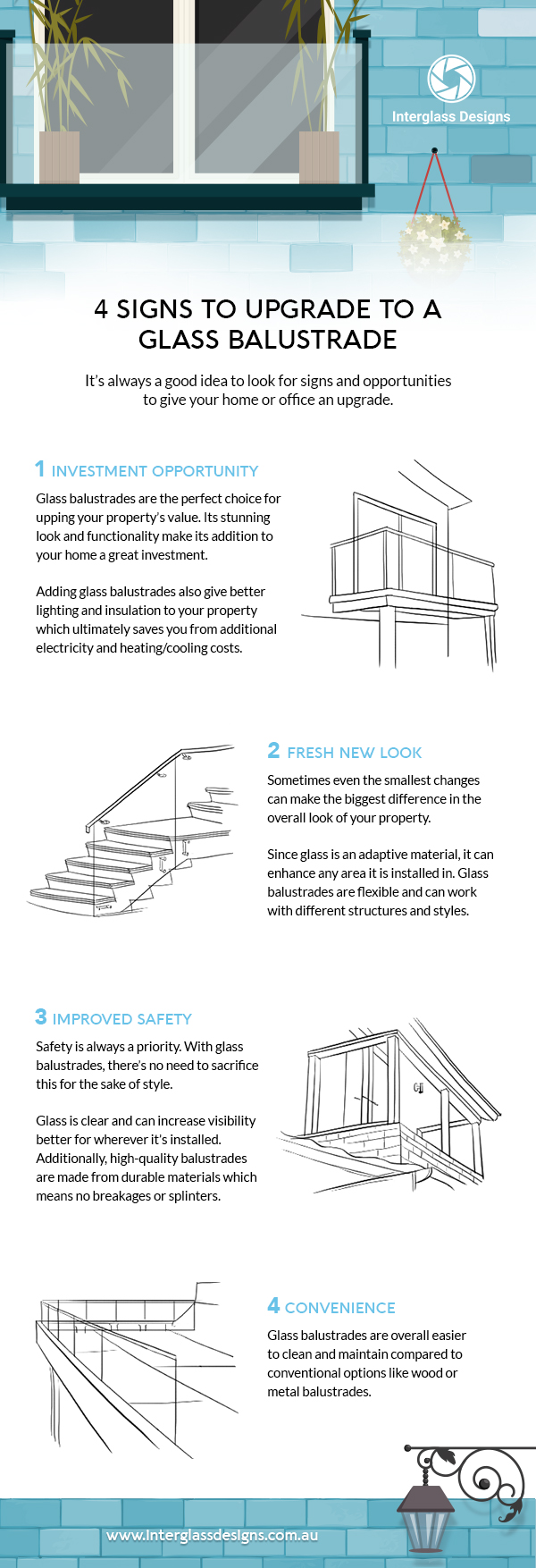 4 signs to upgrade to a glass balustrade infographic